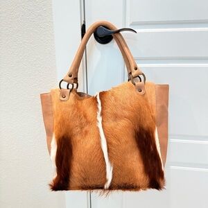 Elegant Tan and Brown Tote Bag, RARITY handbags brand, cowhide leather…